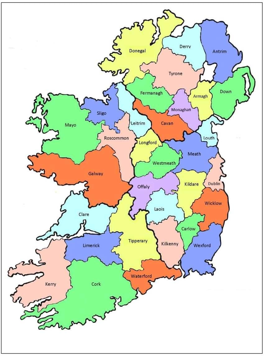 mapa de irlanda 32 condados
