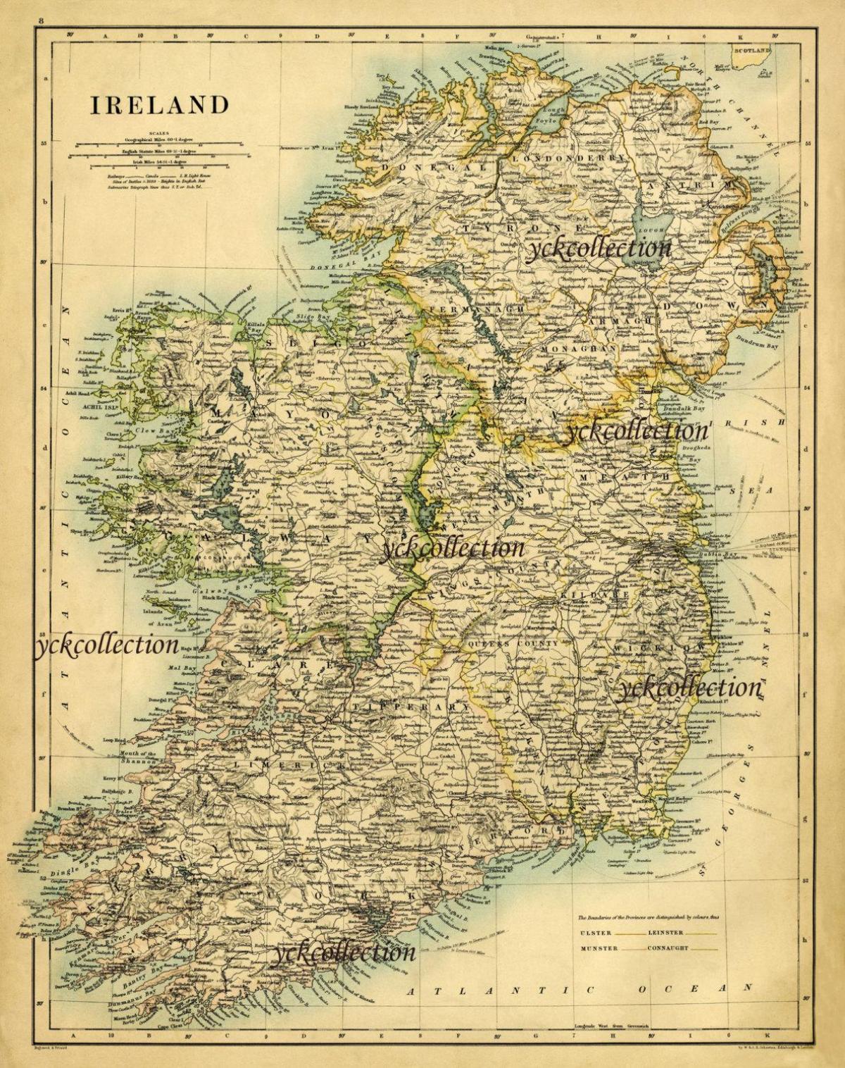 antigo mapa de irlanda
