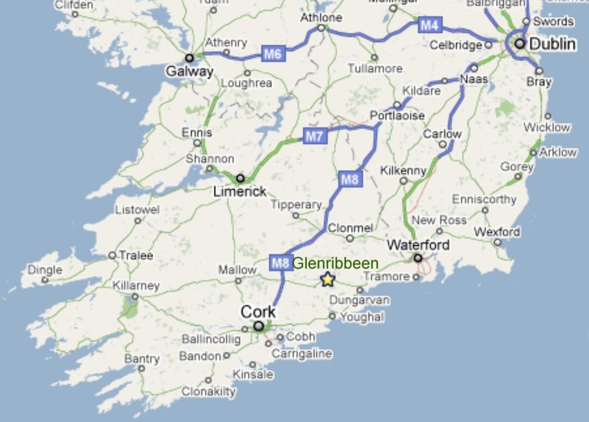 mapa do sur da costa oeste de irlanda