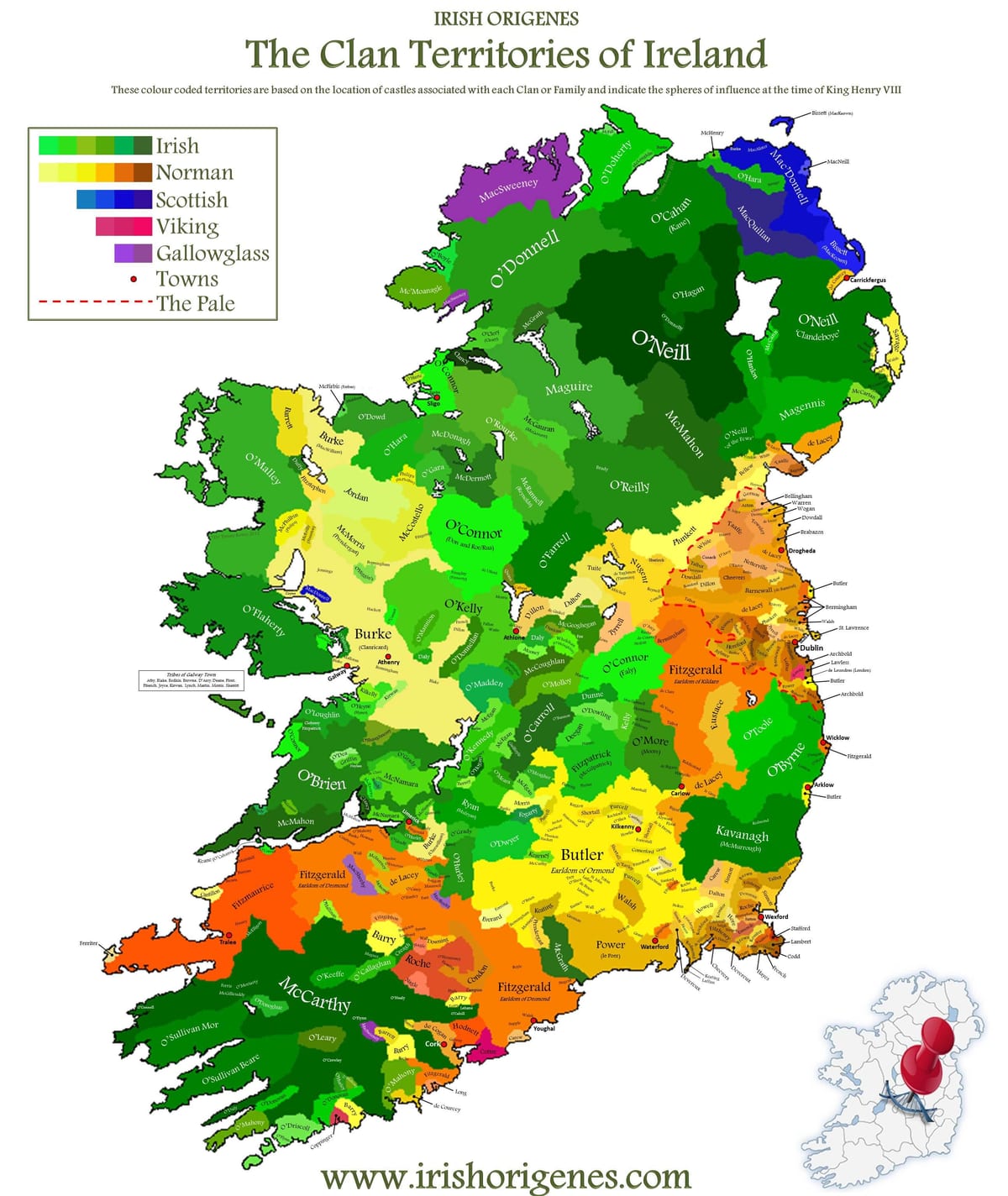 mapa de clan mapa de irlanda