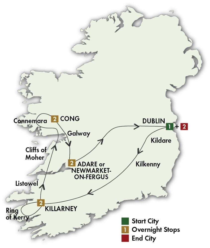 irlanda condución de turismo mapa