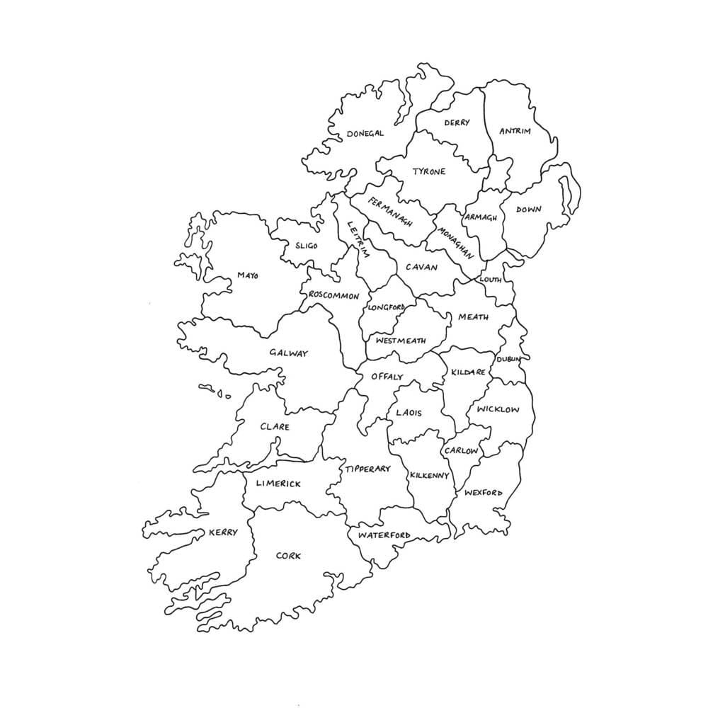 mapa do contorno mapa de irlanda