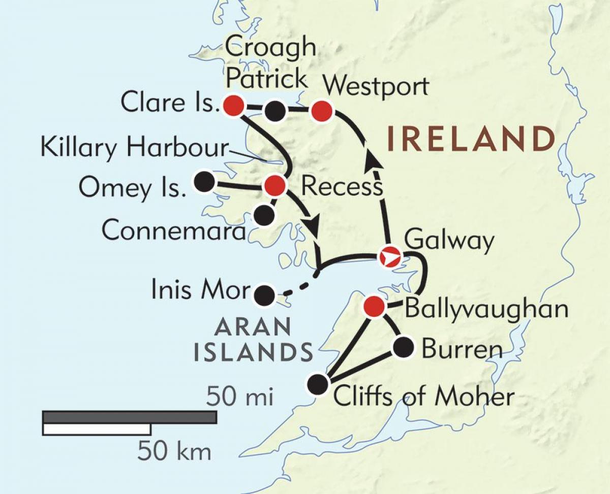 mapa da costa oeste de irlanda 