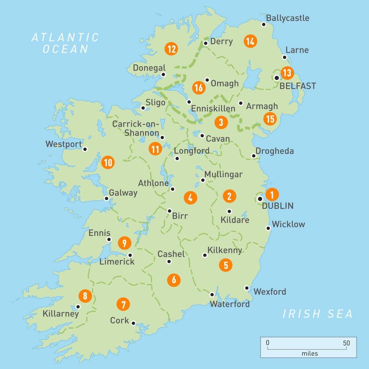 lugares para ver en irlanda mapa
