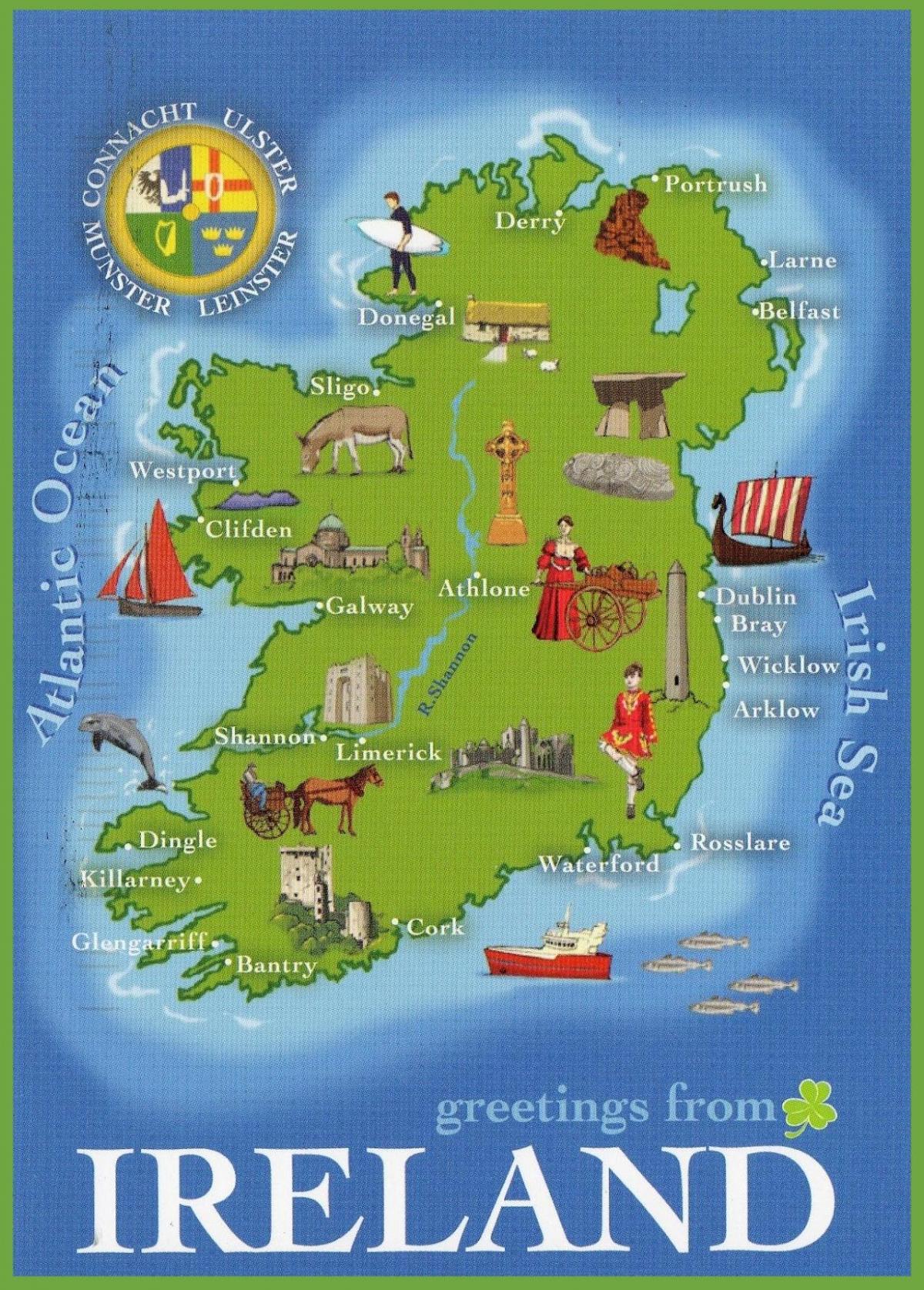 mapa de irlanda principais atraccións