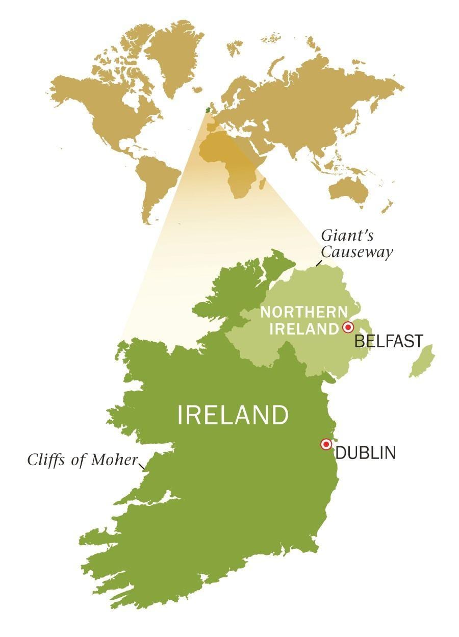 mapa da illa esmeralda irlanda