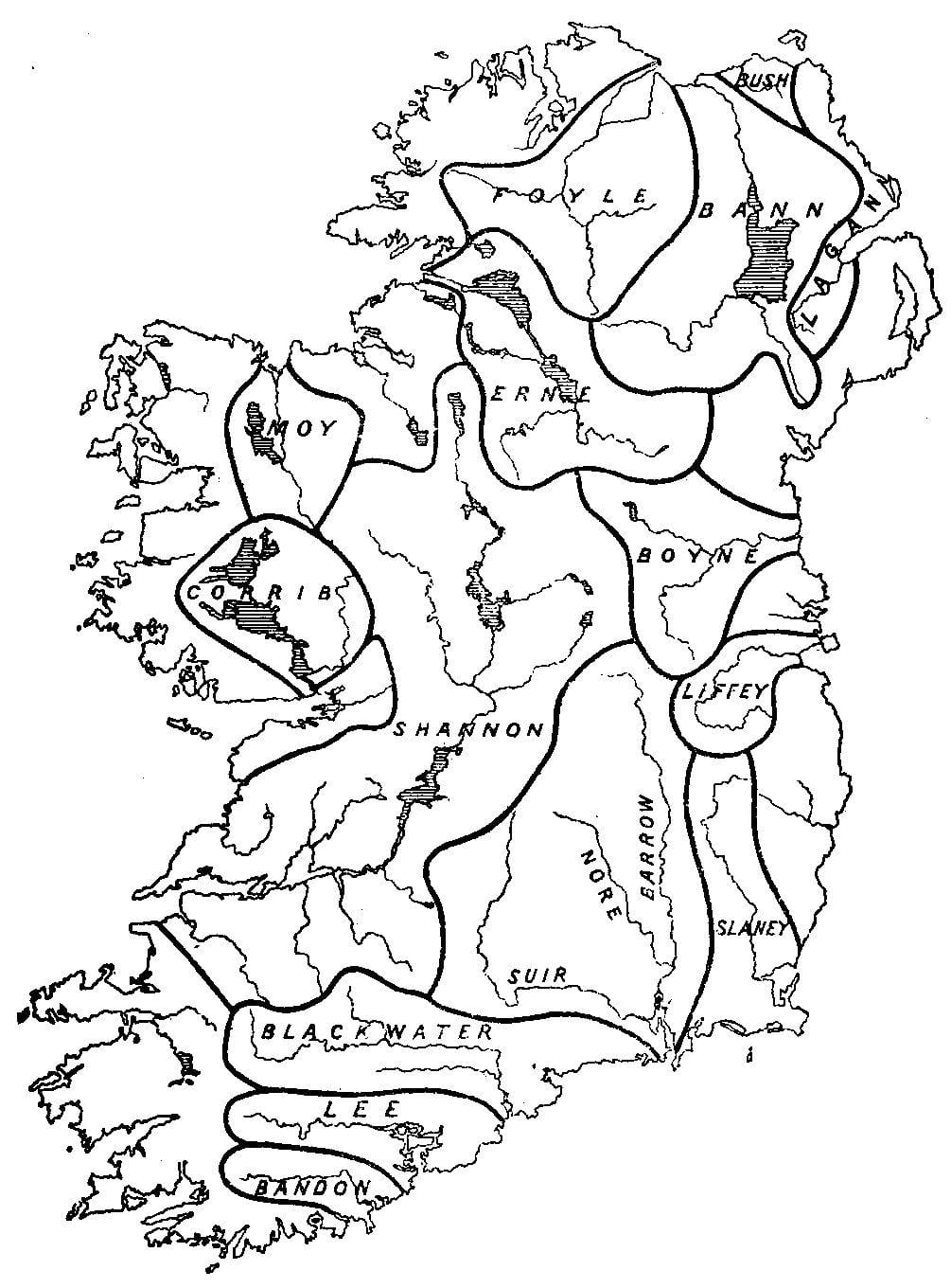 en branco mapa de irlanda con ríos e montañas