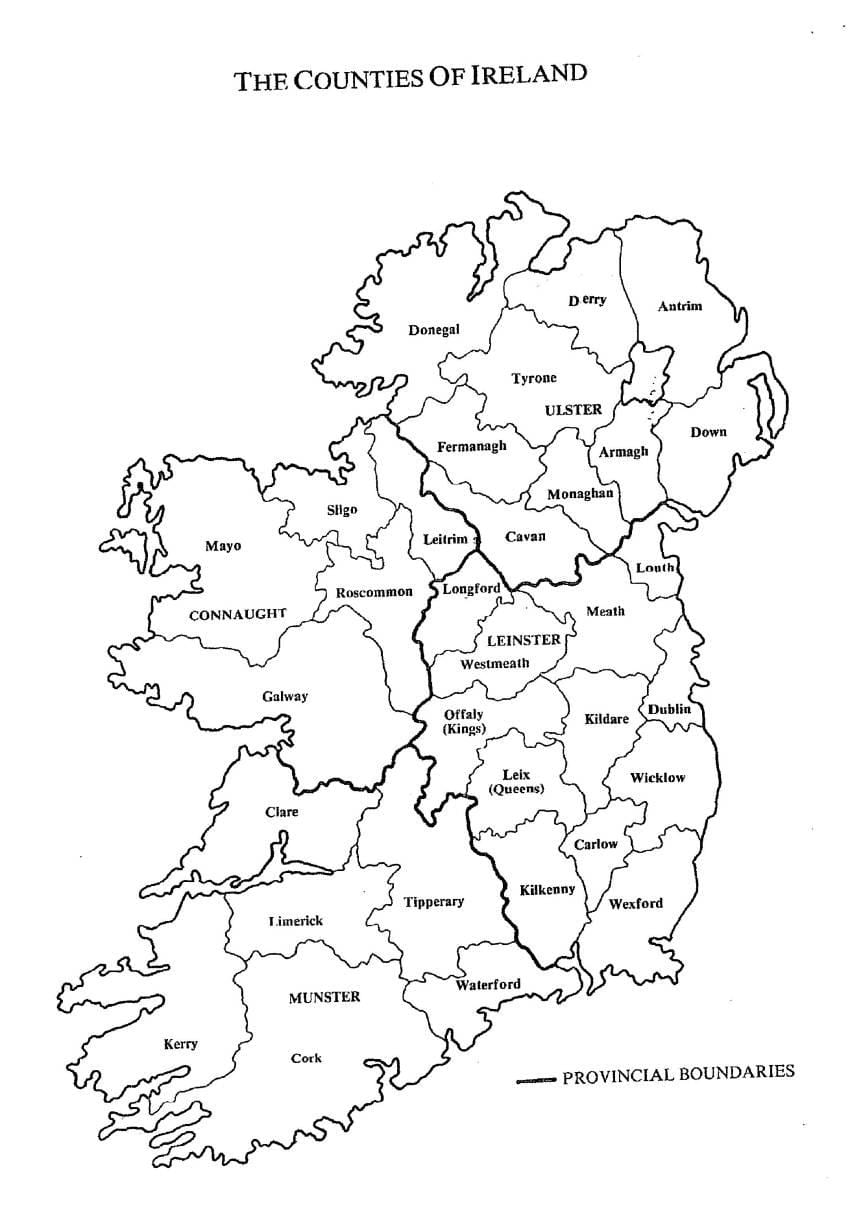 esbozo de mapa de irlanda
