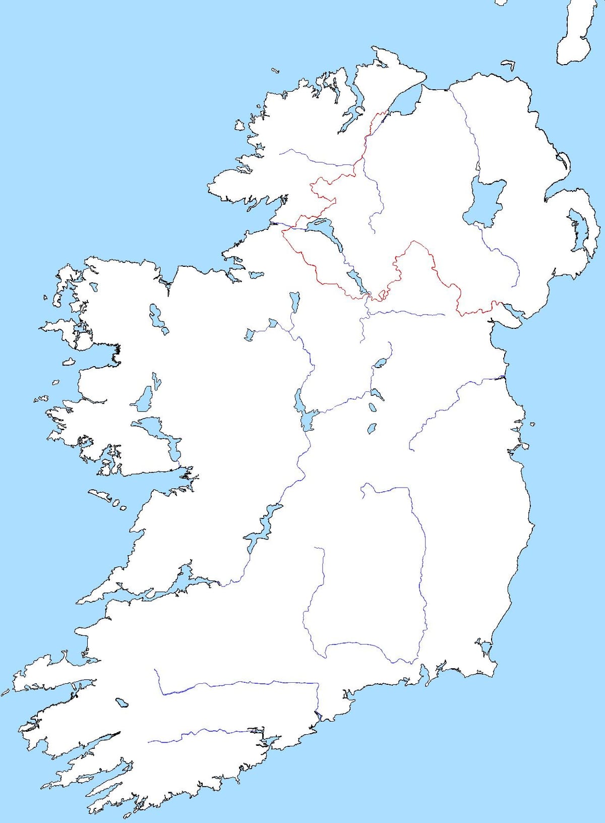 mapa de branco mapa de irlanda con ríos