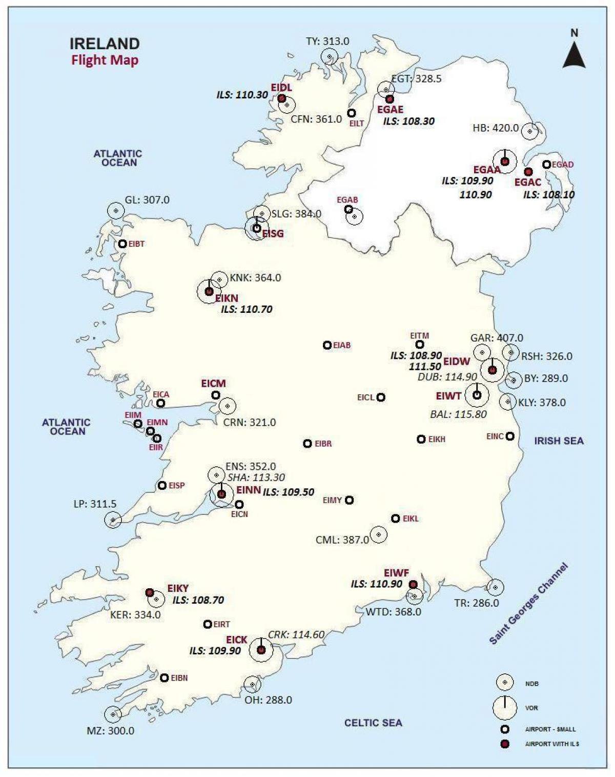 mapa de irlanda mostrando aeroportos