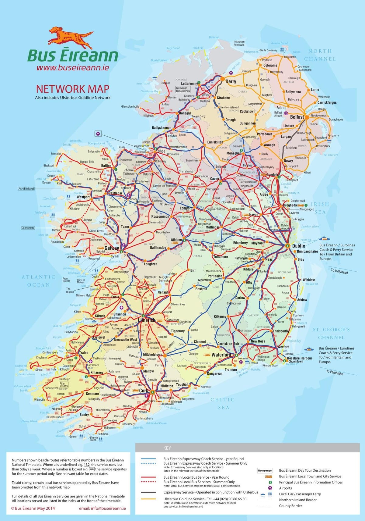 irlanda rutas de autobuses mapa