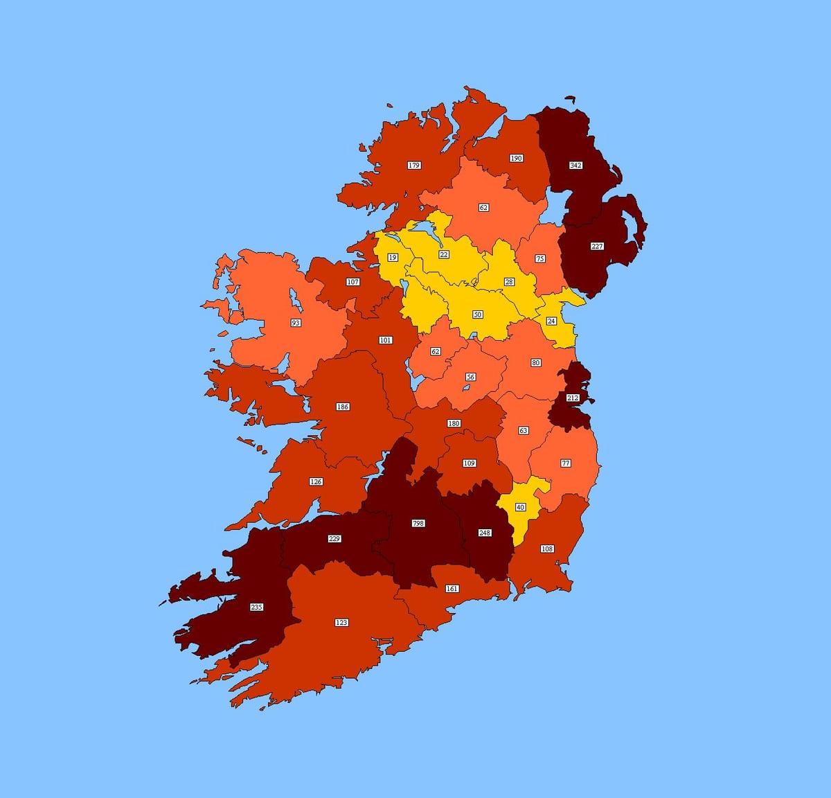 mapa de irlanda código postal