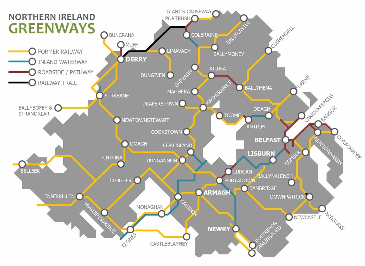 irlanda do norte tren mapa
