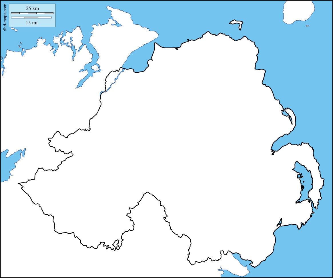 en branco mapa de irlanda do norte