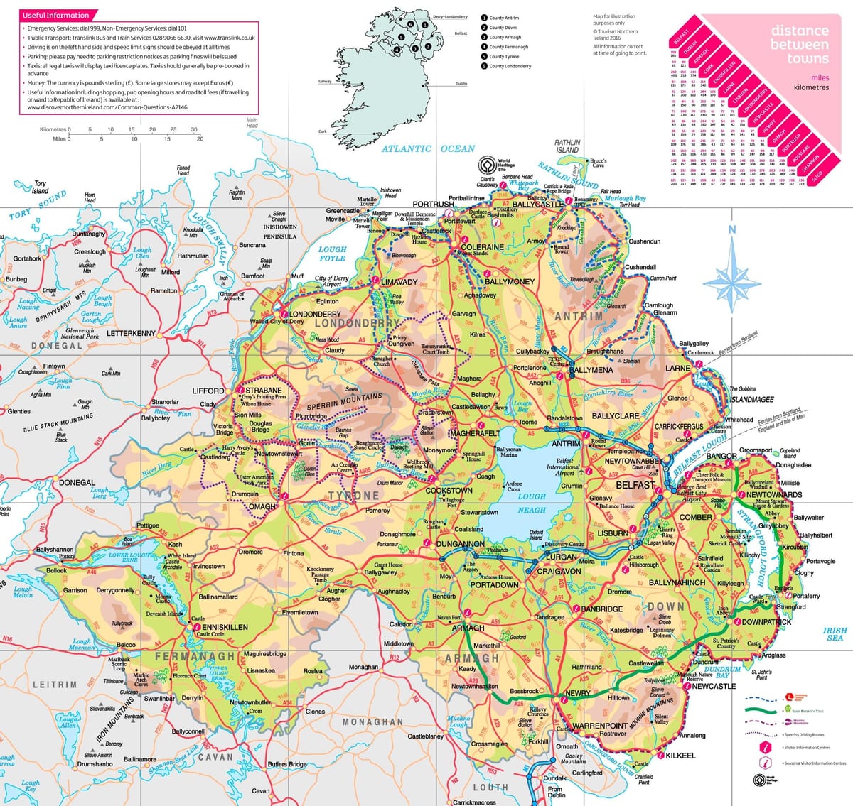 irlanda do norte atraccións mapa