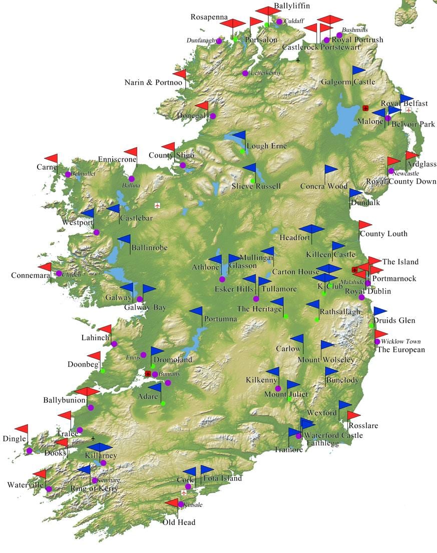 mapa de irlanda golf