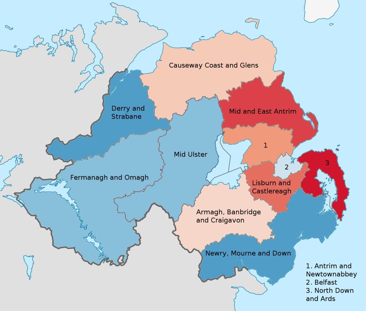 irlanda do norte en un mapa