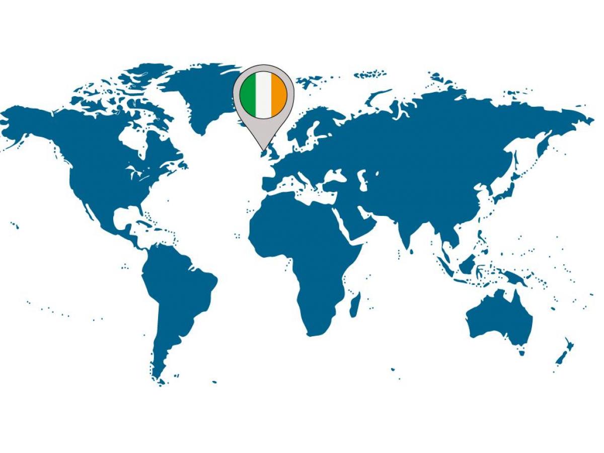 irlanda no mapa do mundo