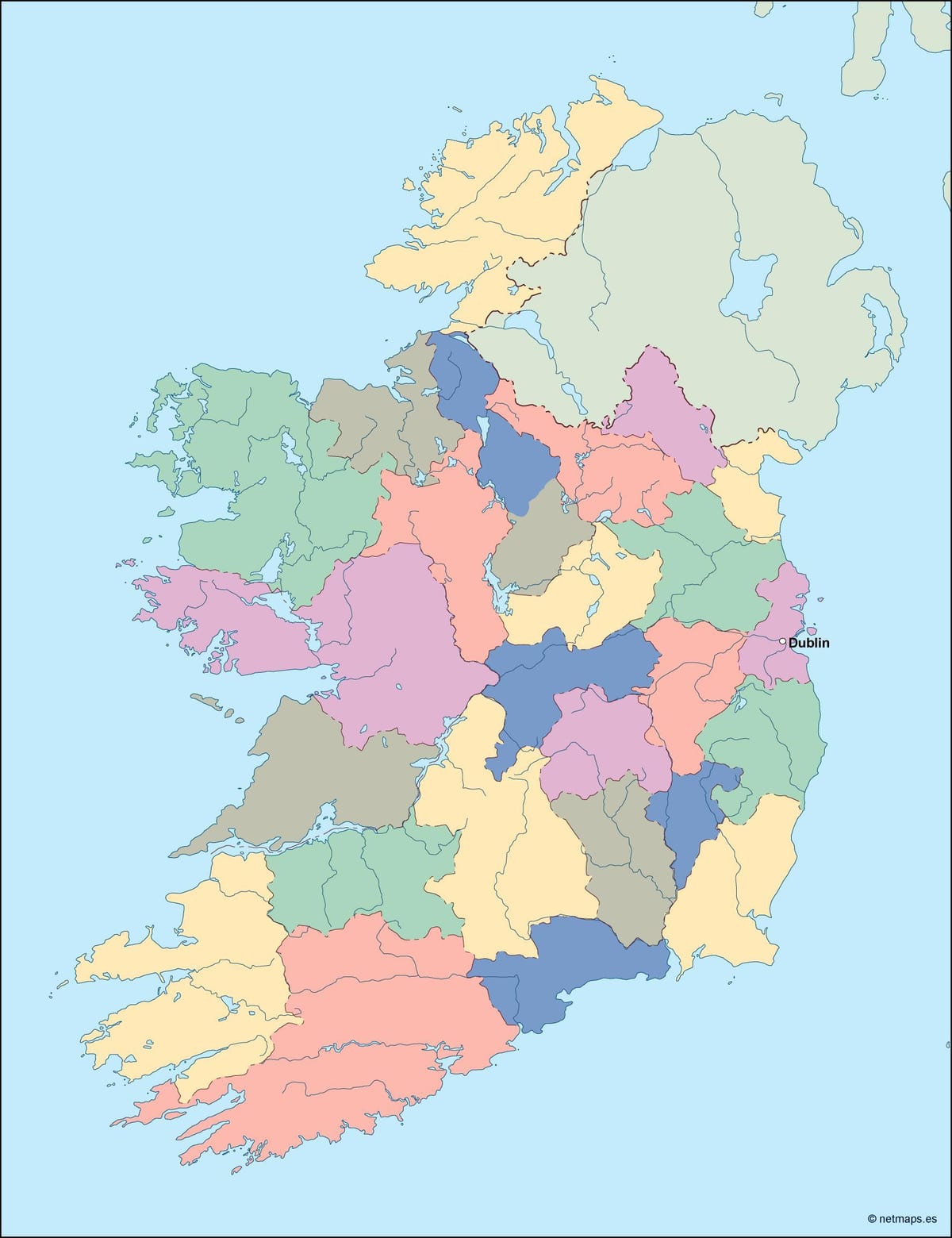 mapa de irlanda mapa vectorial