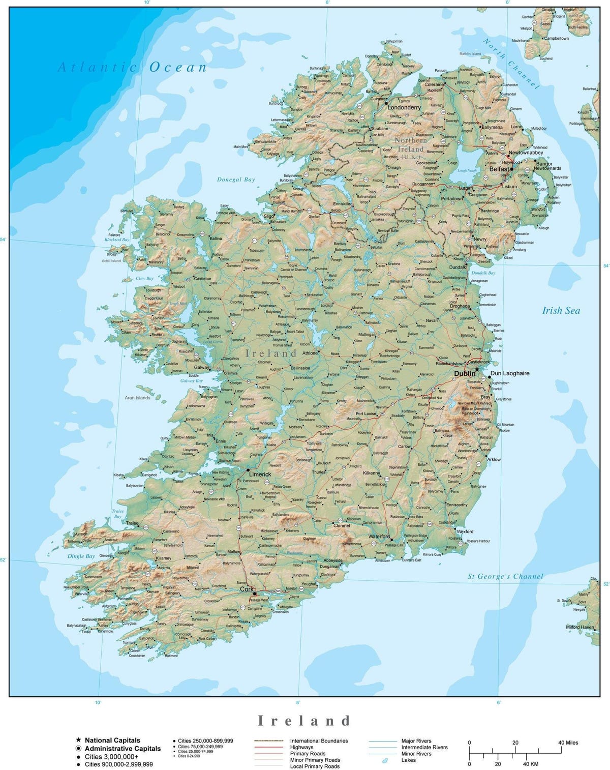 mapa de irlanda terreo