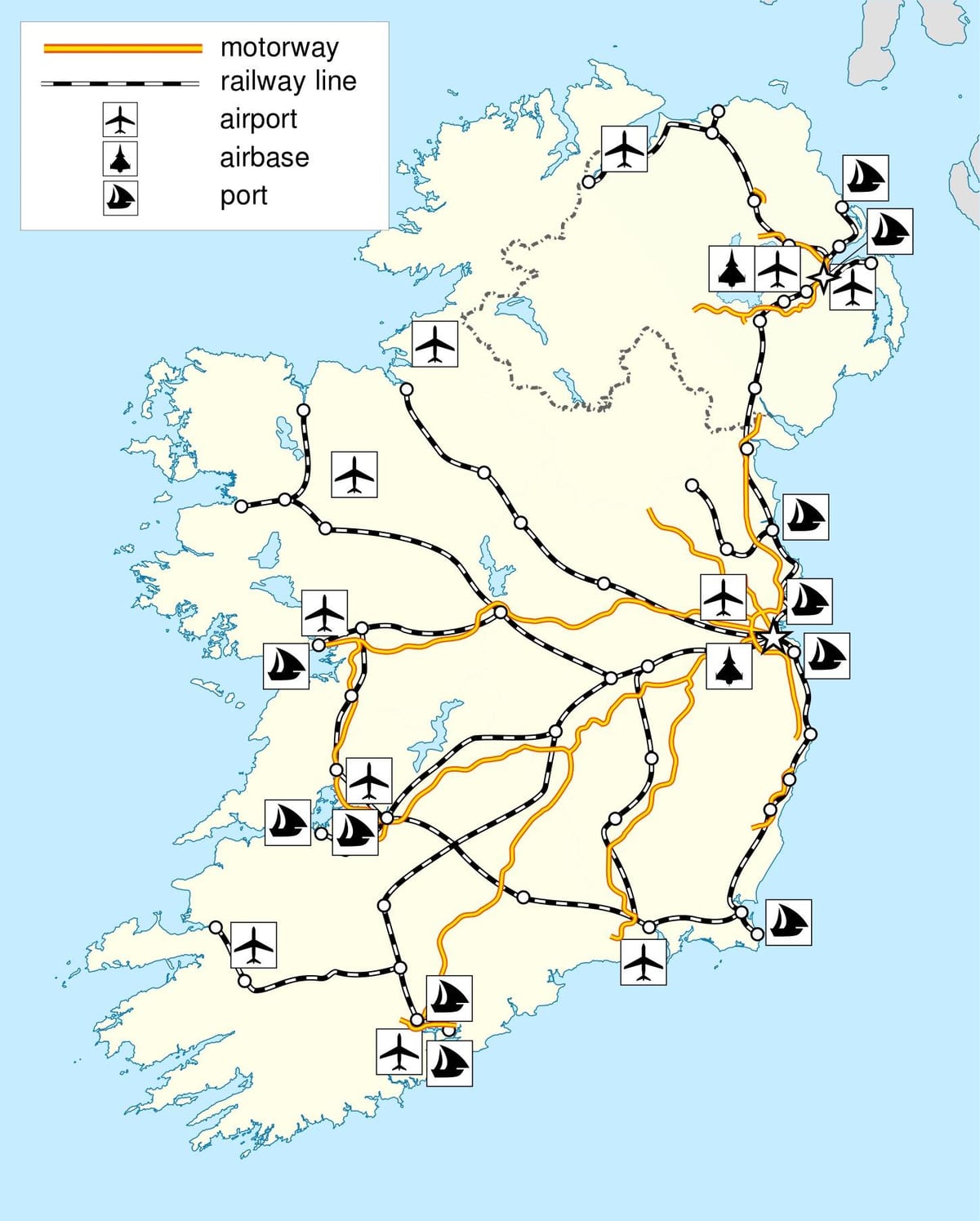 mapa de irlanda transporte