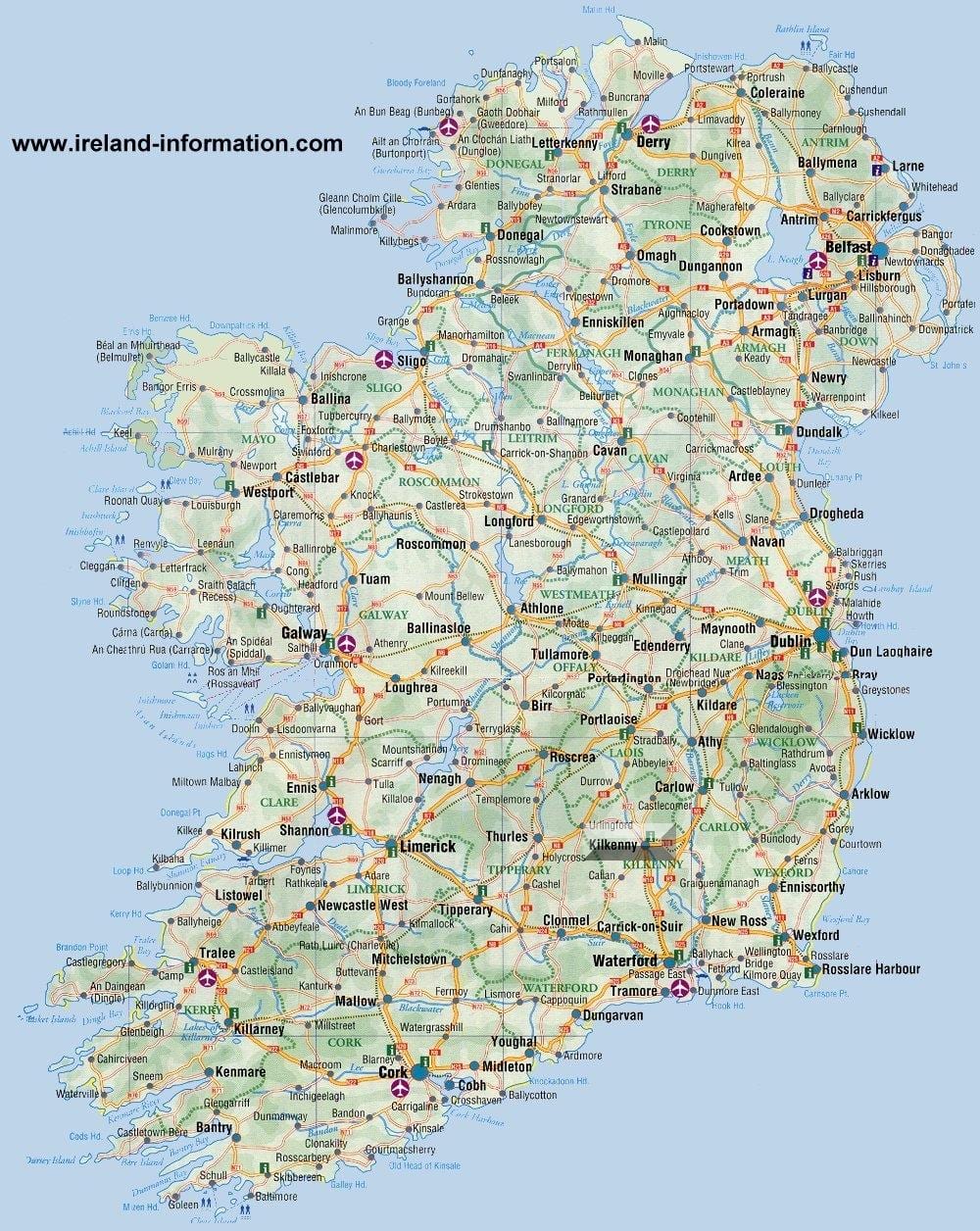 irlanda mapa de viaxes