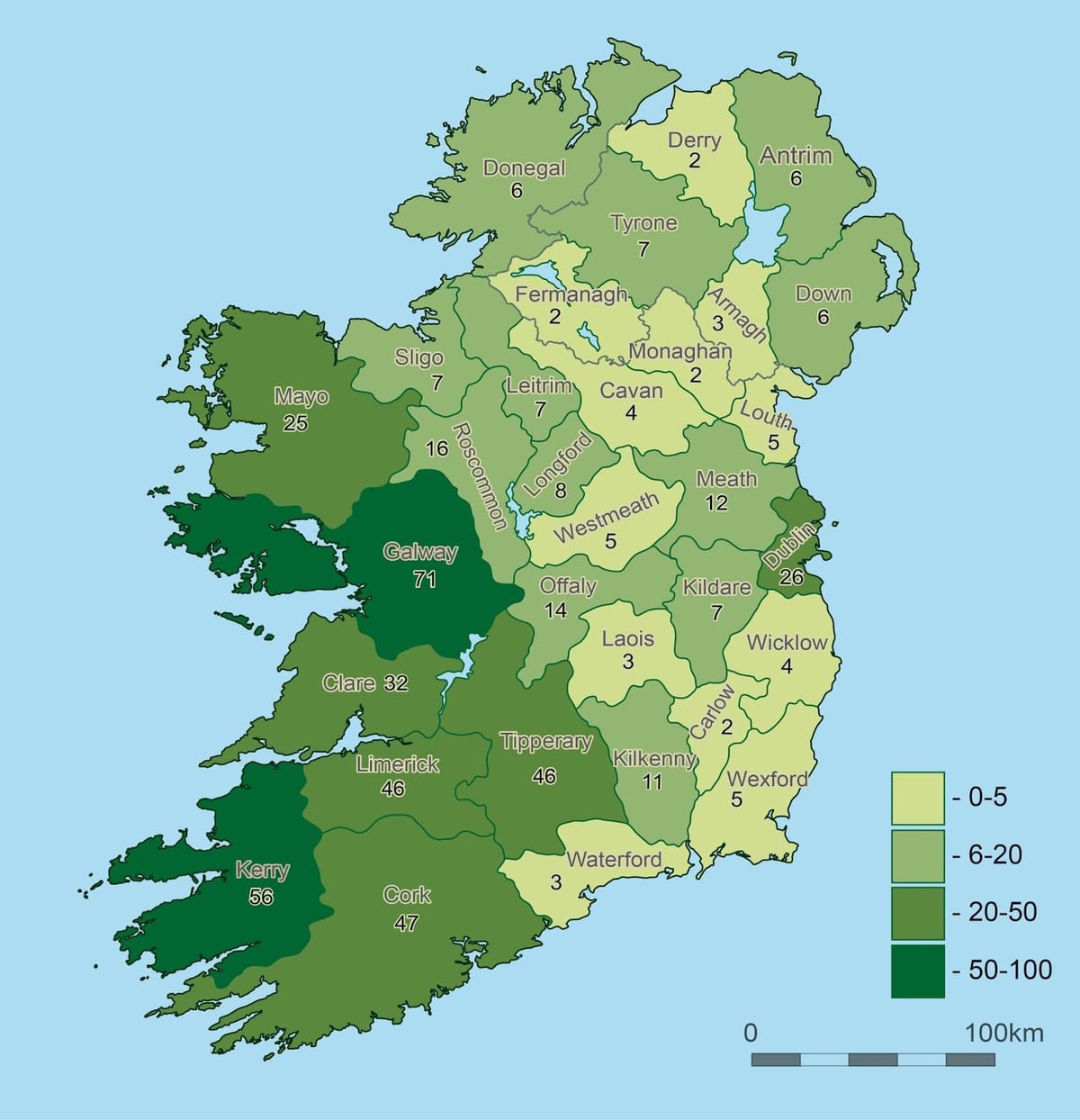 mapa de irlanda xeografía 