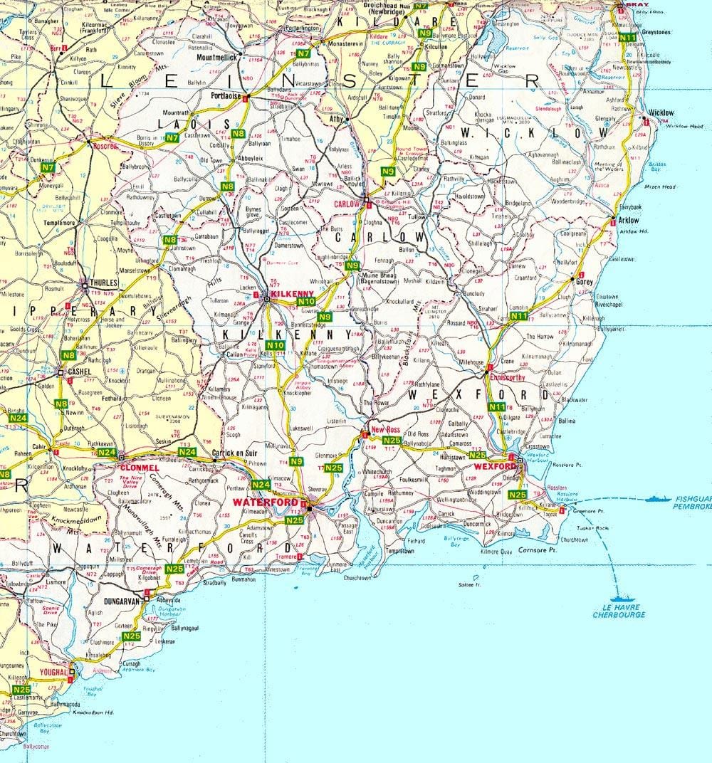 mapa do sueste de irlanda