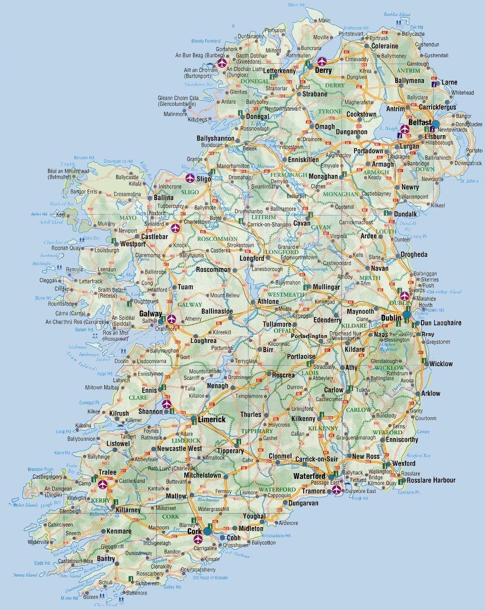 mapa da costa leste de irlanda