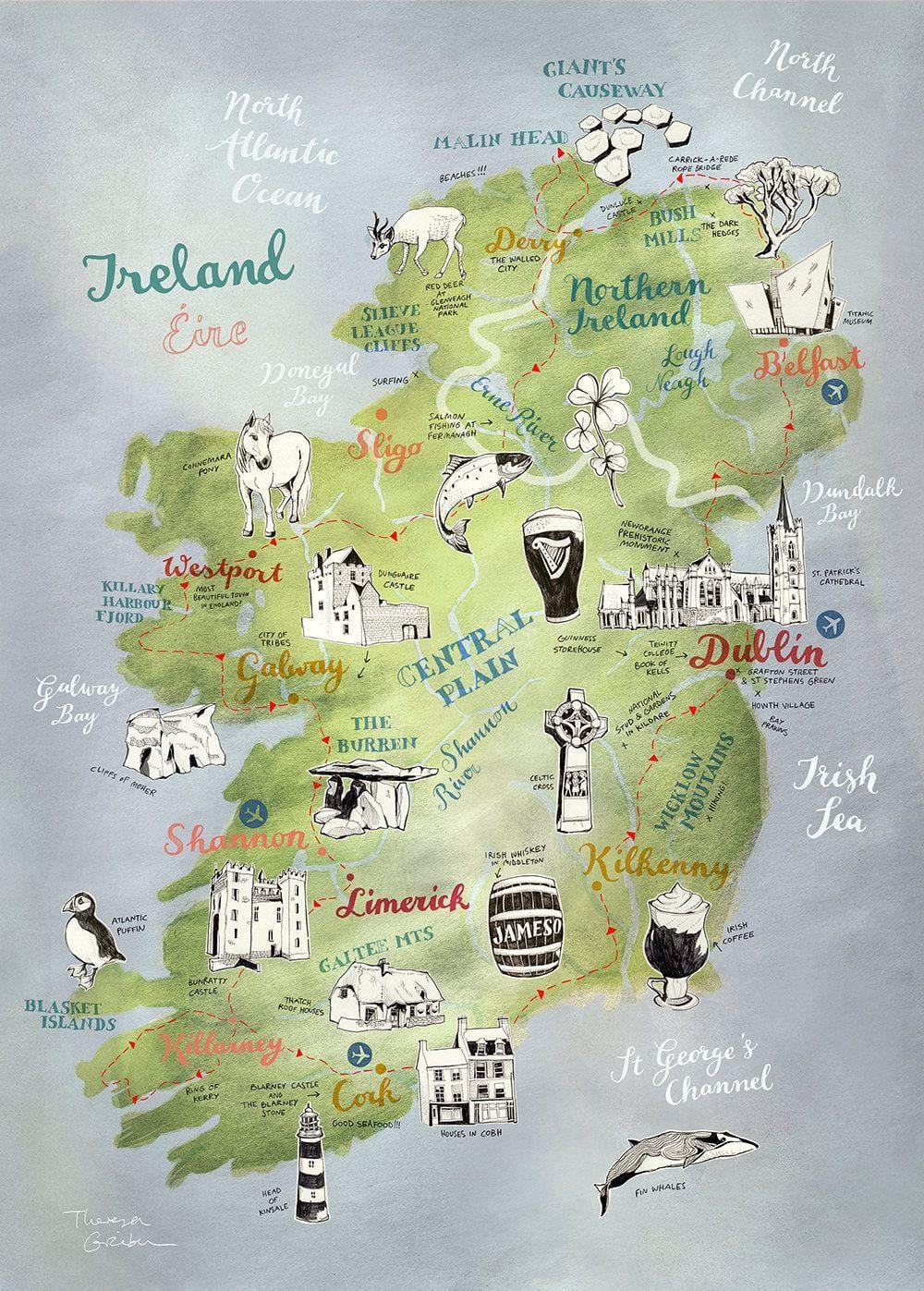 mapa de mapa de irlanda cartel