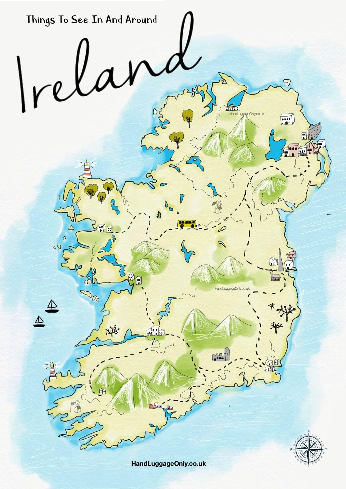 mapa de lugares para visitar en irlanda