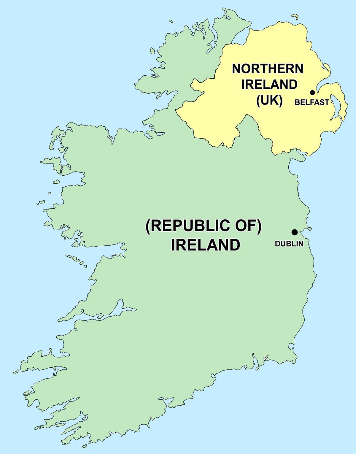  mapa de irlanda do norte e a república de irlanda
