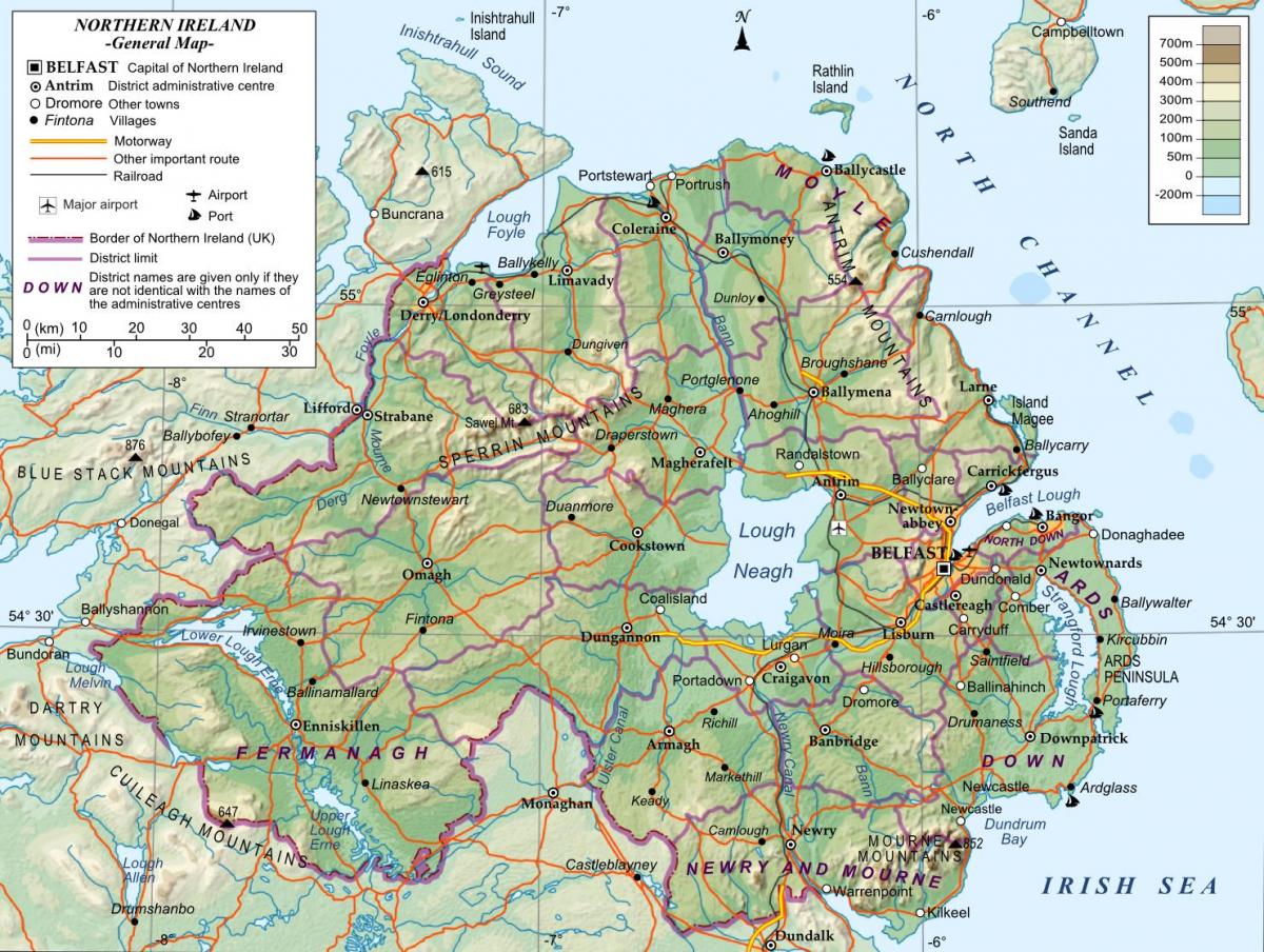 un mapa de irlanda do norte