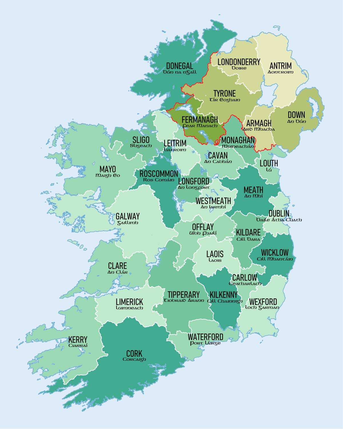 mapa de irlanda do sur mostrando municipios