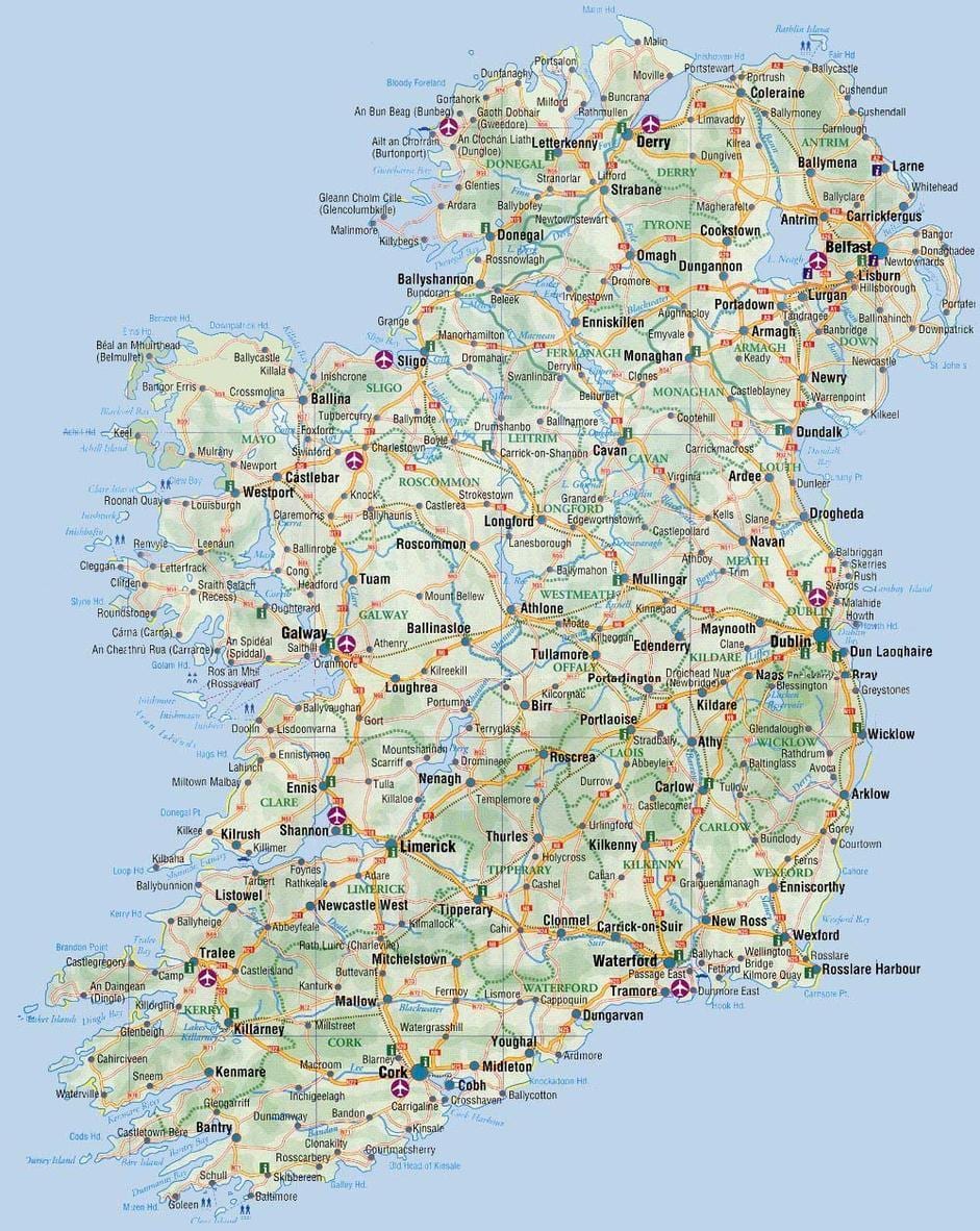 mapa de mapa de irlanda libro