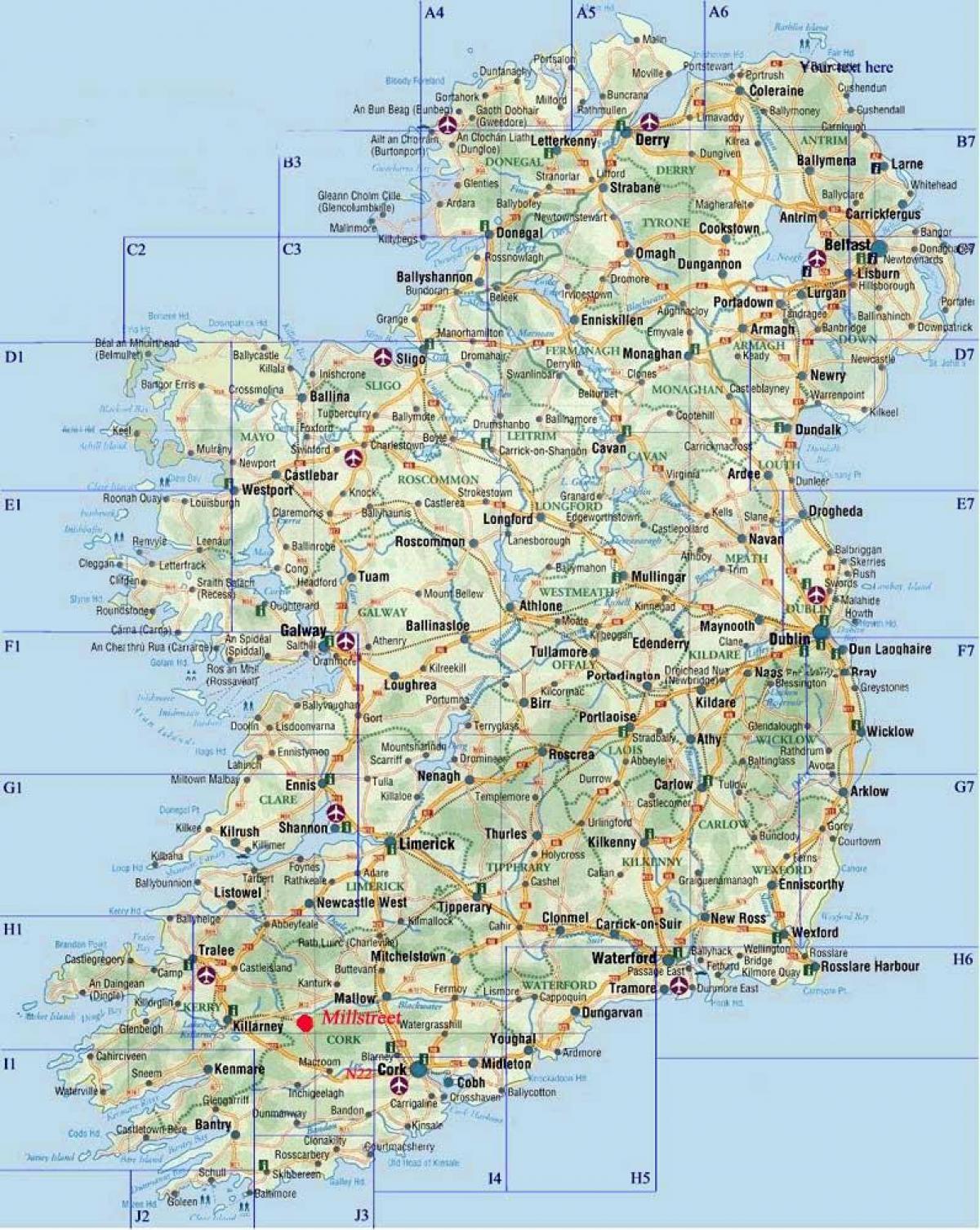 detallado mapa do camiño de irlanda