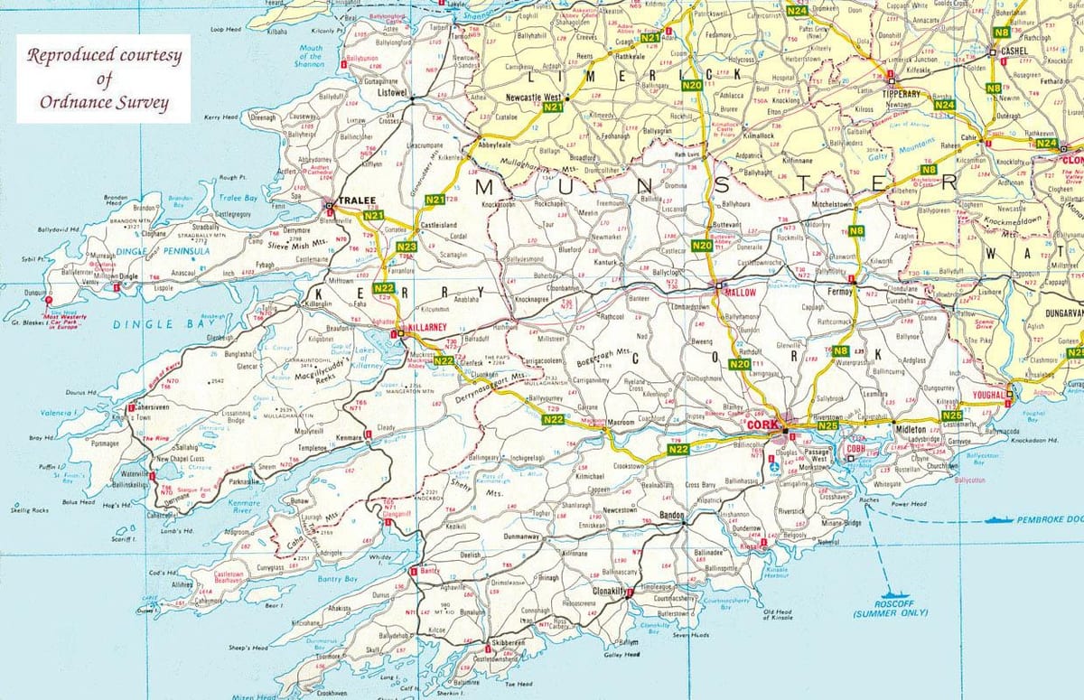 mapa de mapa do noroeste de irlanda