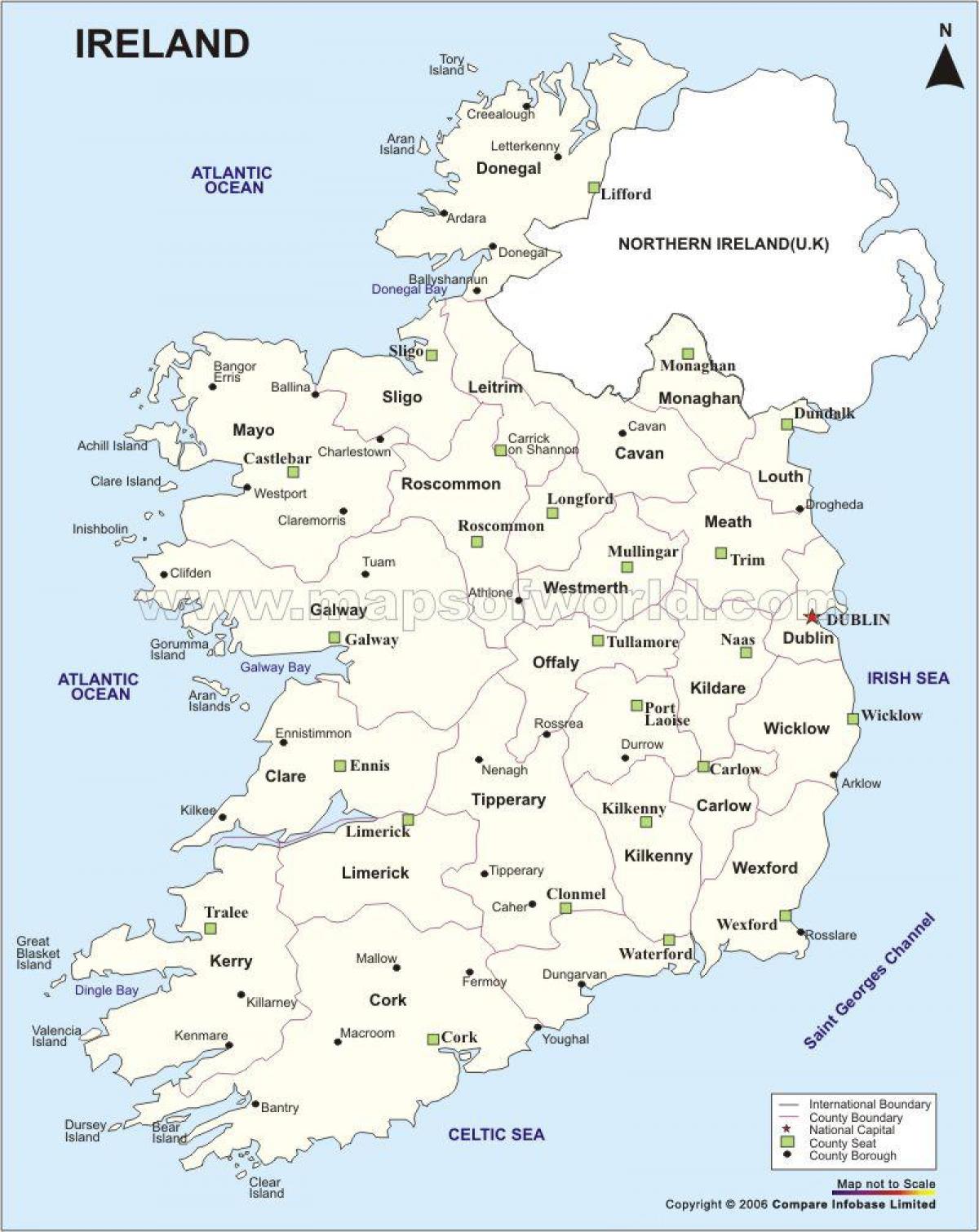 mapa do mapa político de irlanda