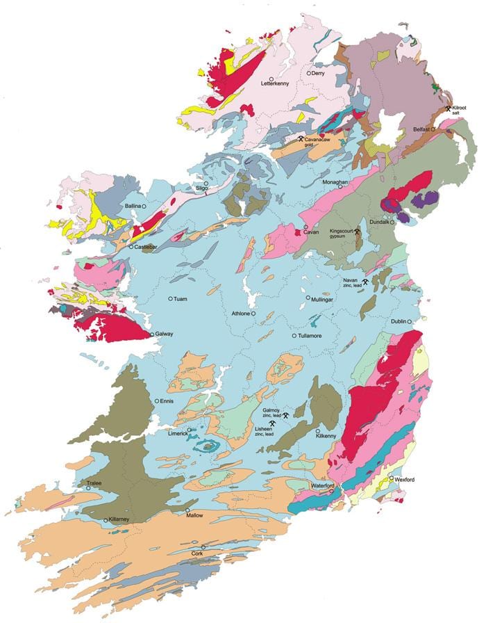 mapa do mapa xeolóxico de irlanda