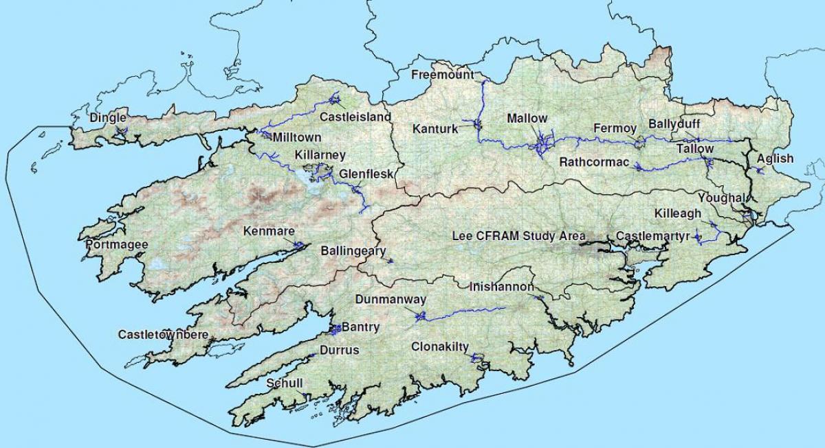 mapa detallado do oeste de irlanda