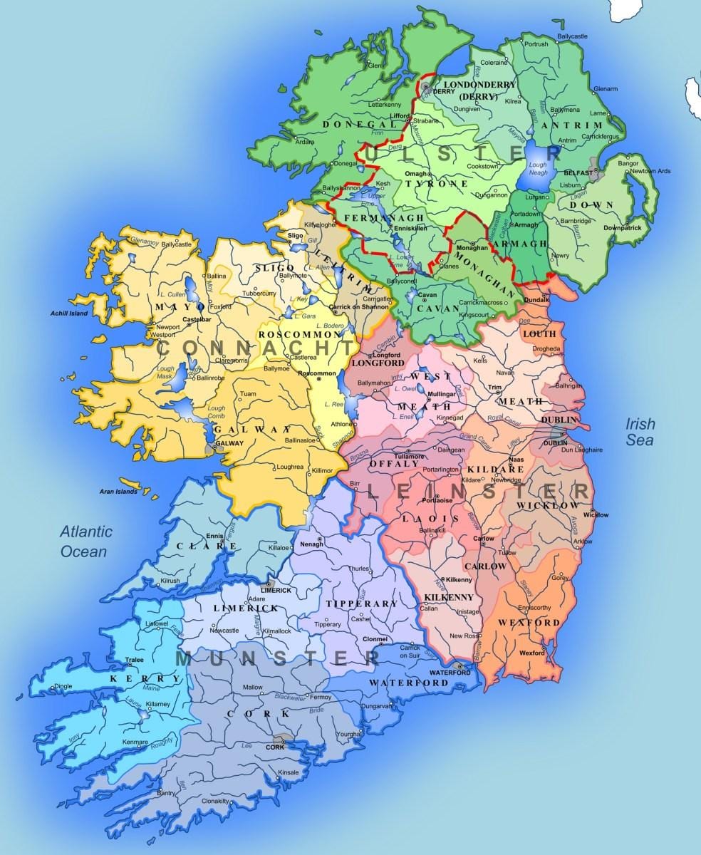 mapa de ríos de irlanda mapa para nenos