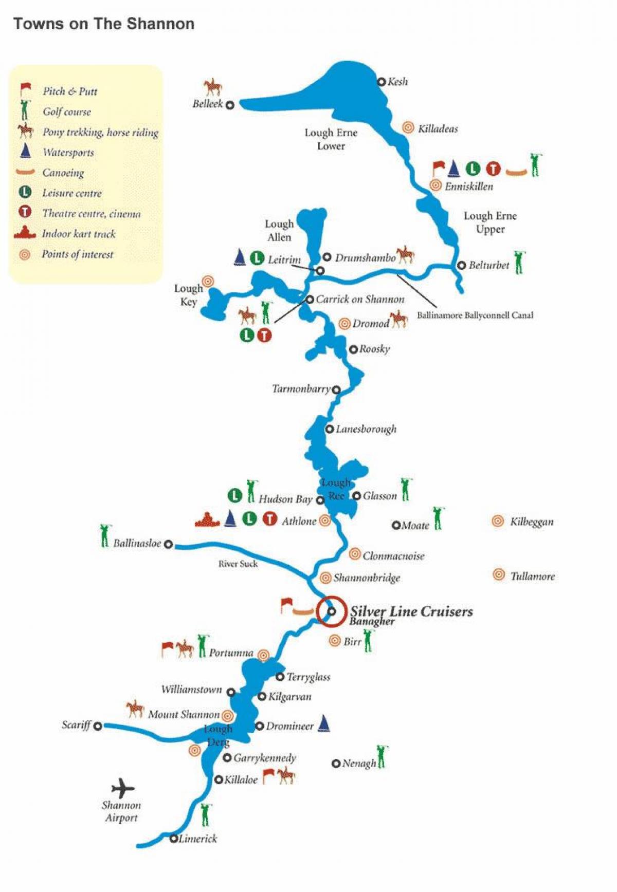 mapa do río shannon mapa de irlanda