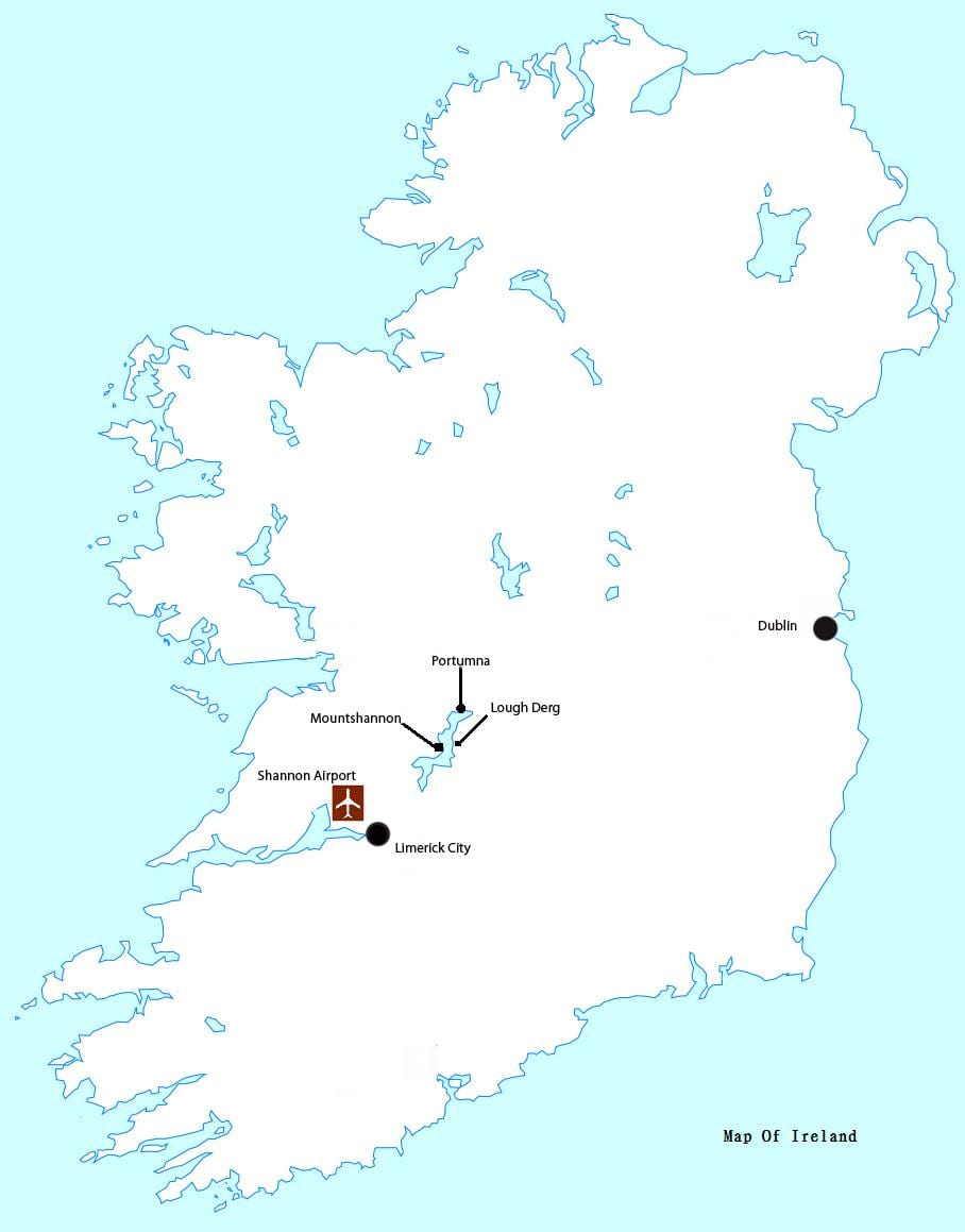 mapa de shannon aeroporto de irlanda