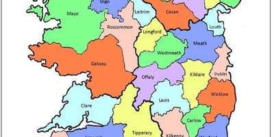 Mapa de irlanda 32 condados