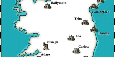 Mapa de castelos en irlanda