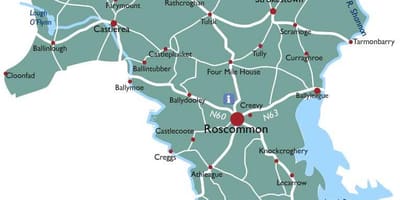 Mapa do concello roscommon irlanda