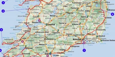 Mapa de viaxe a irlanda