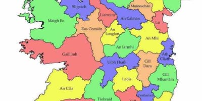 Mapa de irlanda co condado de nomes