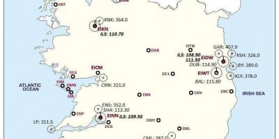 Mapa de irlanda mostrando aeroportos