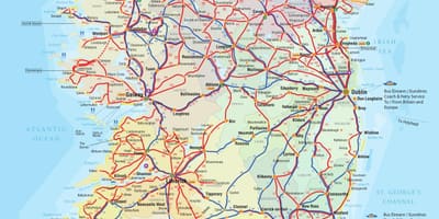 Irlanda rutas de autobuses mapa